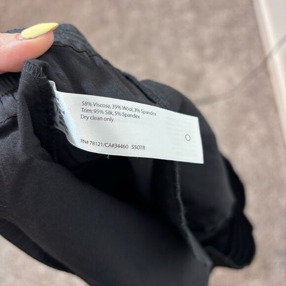 Eileen Fisher, The Fisher Project, Black Tapered Wool Pant Silk Waistband Medium - Picture 9 of 12